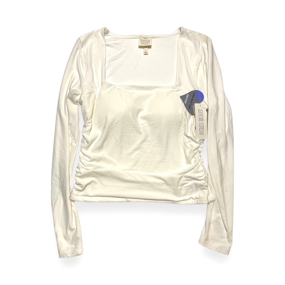 Derek Heart Cream/ Ivory Long Sleeve Crop Top L